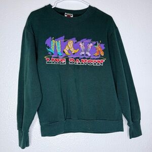 Red Willow Vintage Western Boots Line Dancin’ Green Sweatshirt Medium